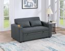 Contemporary Charcoal Sleeper Sofa Pillows Plush Tufted Seat 1pc Convertible Sofa w Cup Holder Polyfiber Couch Living Room Furniture - as Pic