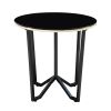 Round Coffee Table and End Tables 3pc Set Black Tempered Glass Top Metal Frame Modern Living Room Furniture - as Pic