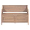 TREXM Rustic Style Solid wood Entryway Multifunctional Storage Bench with Safety Hinge (Brown+ Beige) - as Pic