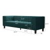 3-Seater Sofa, Upholstered Tufted Coach, Velvet Sofa, Green - as Pic
