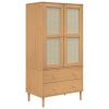 Wardrobe SENJA Rattan Look Brown 35.4"x21.7"x68.9" Solid Wood Pine - Brown