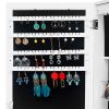 Full mirror wooden floor type with 1 shelf, 3-color led mirror lamp, 8 white interior lamp beads, jewelry storage mirror cabinet - white - as picture