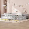 Full Size Floor Bed, Montessori Floor Bed with Fence, Kids Montessori Bed Full Size, Wood Montessori Floor Bed for Kids, Girls, Boys (GRAY) - as Pic