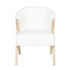 Modern Accent Chair with White Upholstery and Solid Wood Frame, Minimalist Lounge Chair for Living Room, Bedroom, or Office - as Pic