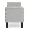 Upholstered Tufted Button Storage Bench with nails trim,Entryway Living Room Soft Padded Seat with Armrest,Bed Bench-Gray - as Pic