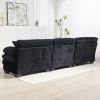 L Shaped Modular Sectional Sofa with Deep Seating Reversible 3-seat Sleeper Couch Comfortable Upholstered Furniture-Black