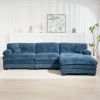 L Shaped Modular Sectional Sofa with Deep Seating Reversible 3-seat Sleeper Couch-Blue - as Pic