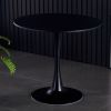 Black Round Table, Modern Dining Table, MDF Top and Steel Base Tulip Round Kitchen Table, 24 inch