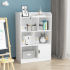 Kids Bookcase, Bookshelf with 6 Compartments, Freestanding Shelves and Cube Organizer, for Bedroom Living Room Office Closet School - White - MDF