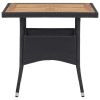 5 Piece Patio Dining Set Poly Rattan and Acacia Wood Black - Black