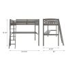 Everest Grey High Loft Bed with Desk and Storage, Heavy Duty Solid Wood Twin Size Loft Bed Frame with Stairs