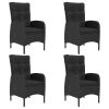 5 Piece Patio Dining Set Poly Rattan and Acacia Wood Black - Black