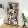 4-Tier Industrial Bookcase, Rustic Wood and Metal Frame, Asymmetrical Shelf Design, Display Storage Shelf