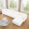 Modular Sectional Sofa with Storage, Cylindrical Backrest and Armrests Deep Comfortable Seating, White - as Pic