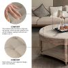 Large Round Ottoman Coffee Table 2 Tier Oversized Button Tufted Ottoman with Wooden Shelf