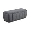 Modern Gray Storage Bench Cushion Seat 1pc Plywood Frame Fabric Upholstery Home Furniture - as Pic