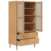 Wardrobe SENJA Rattan Look Brown 35.4"x21.7"x68.9" Solid Wood Pine - Brown