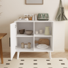 Sideboard Buffet Kitchen Storage Cabinet, Accent Cabinet with Solid Wood Feet for Decorated Doors- White - Wood