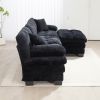 L Shaped Modular Sectional Sofa with Deep Seating Reversible 3-seat Sleeper Couch Comfortable Upholstered Furniture-Black