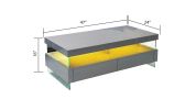 Ria Modern & Contemporary Style Built in LED Style Coffee Table in Gray color Made with Wood & Glossy Finish - as Pic