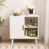Sideboard Buffet Kitchen Storage Cabinet, Accent Cabinet with Solid Wood Feet for Decorated Doors- White - Wood