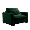 Green Corduroy Deep Seat Single Sofa Accent Chair,Deep Seat Couch with Waist Pillow for Living Room/Apartment/Office - as Pic