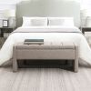 Modern Bed End Bench with Storage,Upholstered Large Foot Rest Stool, Comfy Window Vanity Bench Grey Brown - as Pic