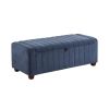 Contemporary Upholstered Bench with Internal Storage 1pc Durable Plywood Frame Blue Boucle - as Pic