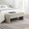 Modern Bed End Bench with Storage,Upholstered Large Foot Rest Stool, Linen Light Grey