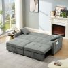 Grey 3 in 1 Convertible Sleeper Sofa Bed, Modern Fabric Loveseat Futon Sofa Couch Pullout Bed