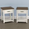 Drawer Nightstand; Set of 2 - Ivory - Medium Density Fibreboard, Laminate, Wood Composite, Metal