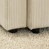 Modern 3 seat Sofa with Storage, Deep Seat Sofa with Cup Holders & Phone Holder Charging Ports, Beige Corduroy Couch for Living Room,Beige - as Pic
