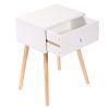 Set of 2 Wood Nightstand with Storage Drawer and Solid Wood Leg, Modern End Table for Living Room Bedroom Home Furniture, White + Brown - as Pic