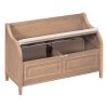 TREXM Rustic Style Solid wood Entryway Multifunctional Storage Bench with Safety Hinge (Brown+ Beige) - as Pic