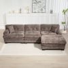 L Shaped Modular Sectional Sofa with Deep Seating Reversible 3-seat Sleeper Couch-Gray - as Pic