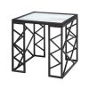 Occasional 3pc Tables Set Tempered Glass Top Coffee Table and End Tables Black Metal Frame Living Room Furniture - as Pic