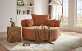 360° Swivel Chair Accent Barrel Chair Swivel Round Sofa Chair with 3 Removable Pillows for Living Room, Bedroom, Office and Hotel, Orange Red - as Pic