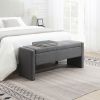 Modern Bed End Bench with Storage,Upholstered Large Foot Rest Stool, Comfy Window Vanity Bench, Grey