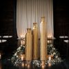 Metal decorative vases High distress metal center vases with growing vine patterns
