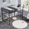 Metal Loft Bed Twin Size, Loft Bed Frame with Safety Guard Rails & Flat Ladder, Twin Loft Bed for Kids Teens Adults, Black - Black - Iron