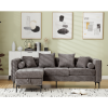 L Shaped Sectional Sofa , Convertible Storage Ottoman,Chenille ,Square Arm, Modern Tufted Couch ,3 Seater, And Nailhead, Dark gray - as Pic