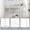 Metal Loft Bed Full Size, Loft Bed Frame with Safety Guard Rails & Flat Ladder, Twin Loft Bed for Kids Teens Adults, White - White - Iron