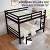 Full over Full Bunk Bed with Thick Posts,Wooden Bunk Bed with High Guardrail and Ladder- Espresso - Wood