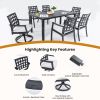 Modern Classic 7PC Outdoor Patio Dining Set,a Rectangular Table,Six Chairs (4 Stationary, 2 Swivel Rockers)