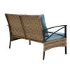 Patio 4 piece sectional low dining conversation sofa set- KD rattan wicker outdoor garden furniture corner sofa set