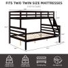 Twin over Full Bunk Bed with Ladder,Wooden Bunk Bed with High Guardrail and Ladder- Espresso - Wood
