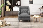 Upholstered Accent Chair Tufted Armchair for Living Room and Bedroom, Dark Grey - as Pic