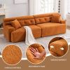 LY-029 ORANGE COMPRESSION SOFA: 4-seater combined sofa, Wood Grain Chenille fabric, full sponge compression sofa,combined sofa with 2 pillows