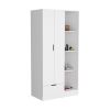 Toccoa Armoire with One-Drawer and Four-Tier Open Shelves - White