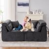 LY-029 GRAY COMPRESSION SOFA: 4-seater combined sofa, Wood Grain Chenille fabric, full sponge compression sofa